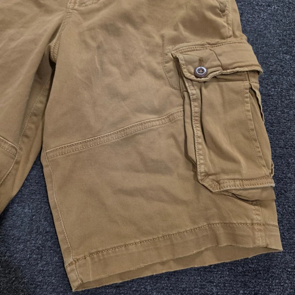 Y2k American Eagle Cargo Shorts Mens 30 Tan Extreme Flex Longer Length Utility